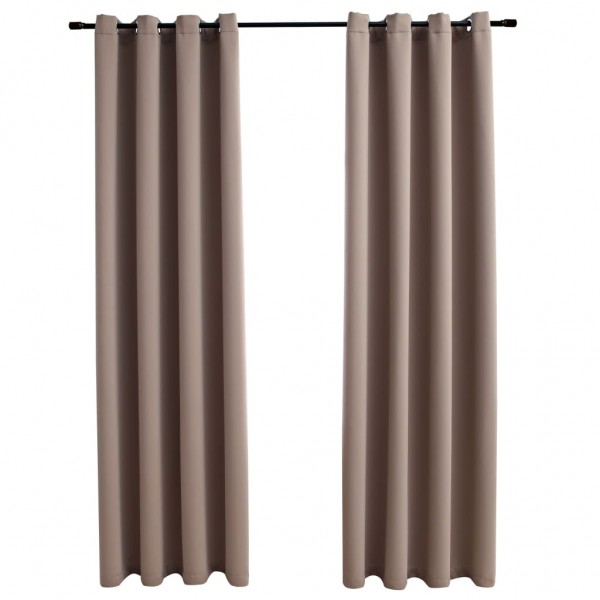 Cortinas opacas c/ argolas 2 pcs 140x175cm cinzento-acastanhado M 2