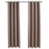 Cortinas opacas con anillas de metal 2 pzs gris topo 140x245 cm 2