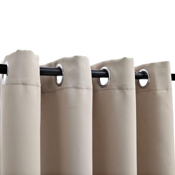Cortinas opacas con anillas de metal 2 piezas beige 140x175 cm M 4