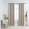 Cortinas opacas con anillas de metal 2 uds beige 140x225 cm 1