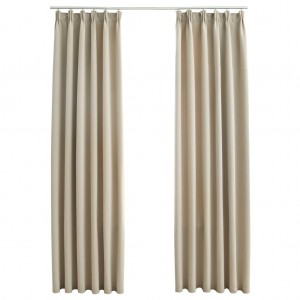 Cortinas opacas con ganchos 2 unidades beige 140x245 cm H