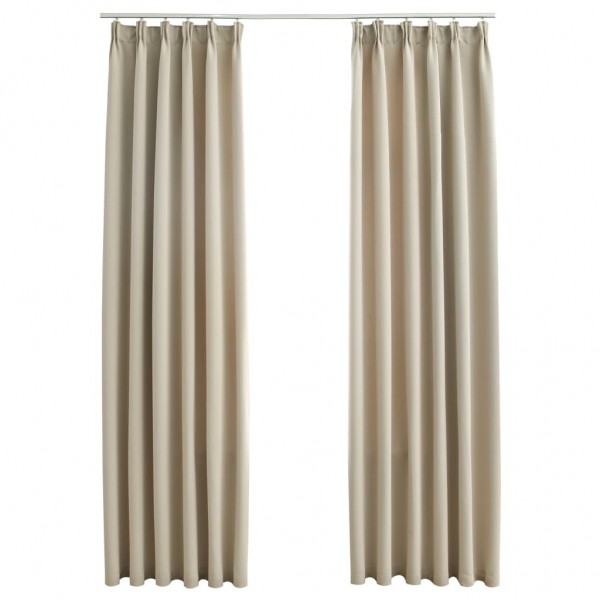 Cortinas opacas con ganchos 2 unidades beige 140x245 cm M 2