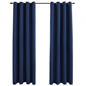 Cortinas blackout com argolas em metal 2 pcs 140x175 cm azul H