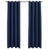 Cortinas blackout com argolas em metal 2 pcs 140x175 cm azul 2