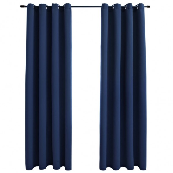 Cortinas blackout com argolas em metal 2 pcs 140x225 cm azul M 2