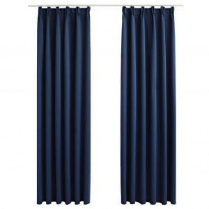 Cortinas blackout com ganchos 2 pcs 140x175 cm azul H
