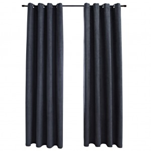 Cortinas blackout c/ argolas em metal 2 pcs 140x245cm antracite H