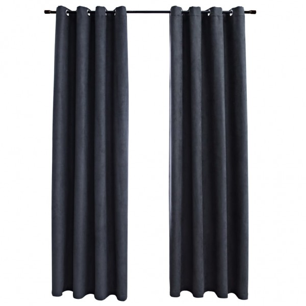 Cortinas blackout c/ argolas em metal 2 pcs 140x245cm antracite M 2