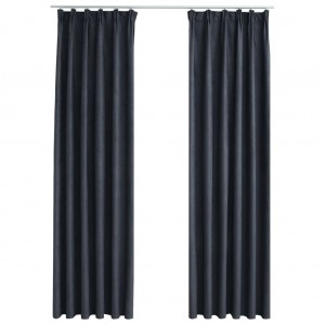 Cortinas blackout com ganchos 2 pcs 140x175 cm antracite H