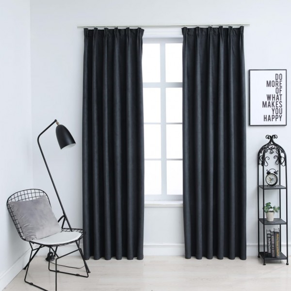 Cortinas opacas con ganchos 2 uds gris antracita 140x245 cm D