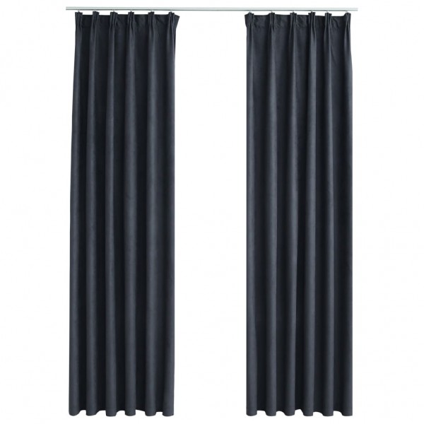 Cortinas blackout com ganchos 2 pcs 140x245 cm antracite M 2