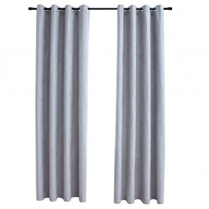 Cortinas blackout c/ argolas em metal 2 pcs 140x225 cm cinzento H