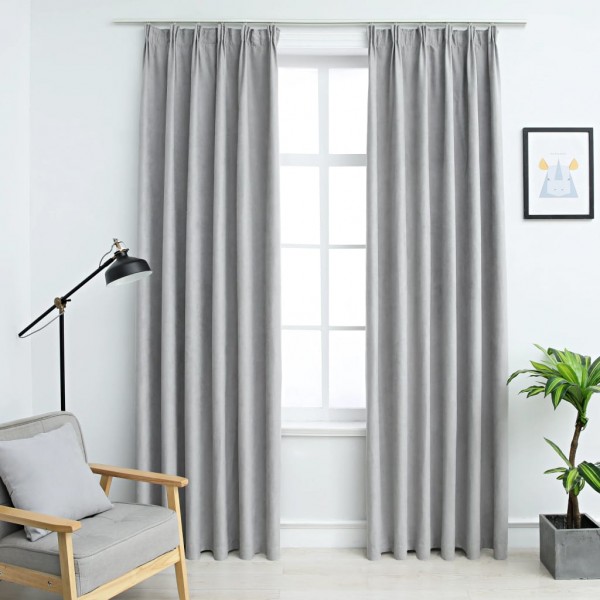 Cortinas opacas con ganchos 2 piezas gris 140x175 cm D