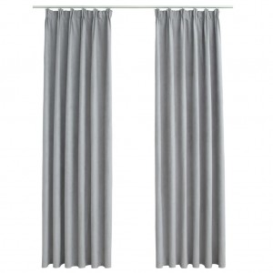Cortinas blackout com ganchos 2 pcs 140x245 cm cinzento H