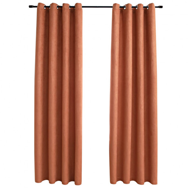 Cortinas blackout c/ argolas em metal 2 pcs 140x245 cm ferrugem M 2