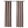 Cortinas opacas c/ argolas 2 pcs 140x175cm cinzento-acastanhado 2