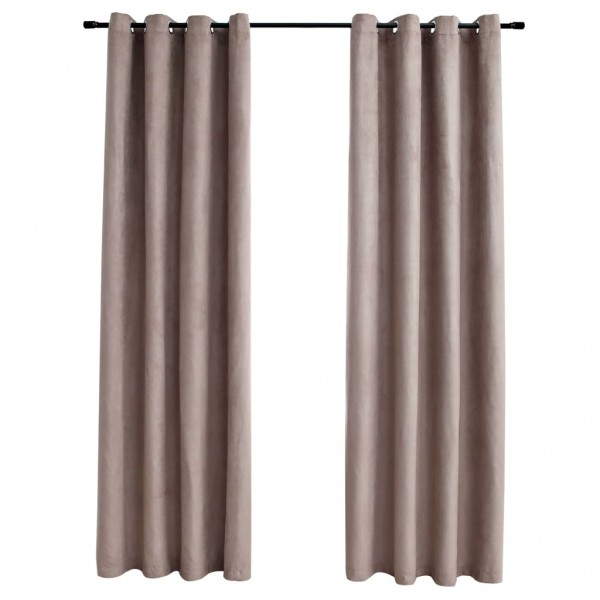 Cortinas opacas c/ argolas 2 pcs 140x225 cm cinza-acastanhado M 2