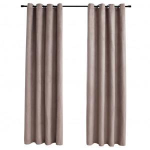 Cortinas opacas c/ argolas 2 pcs 140x245 cm cinza-acastanhado H