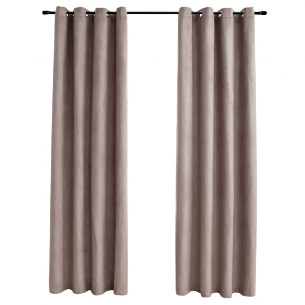 Cortinas opacas c/ argolas 2 pcs 140x245 cm cinza-acastanhado M 2