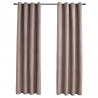 Cortinas opacas c/ argolas 2 pcs 140x245 cm cinza-acastanhado 2