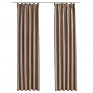 Cortinas opacas con ganchos 2 piezas gris topo 140x245 cm H