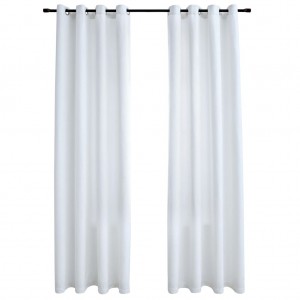 Cortinas opacas anillas de metal 2 pzs blanco crudo 140x175 cm H