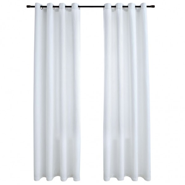 Cortinas opacas anillas de metal 2 pzas blanco crudo 140x225 cm M 2