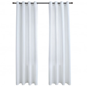 Cortinas opacas anillas de metal 2 pzas blanco crudo 140x245 cm H