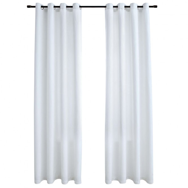 Cortinas opacas anillas de metal 2 pzas blanco crudo 140x245 cm M 2