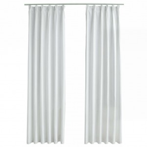 Cortinas opacas con ganchos 2 piezas blanco crudo 140x175 cm H
