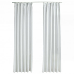 Cortinas opacas con ganchos 2 piezas blanco crudo 140x225 cm H