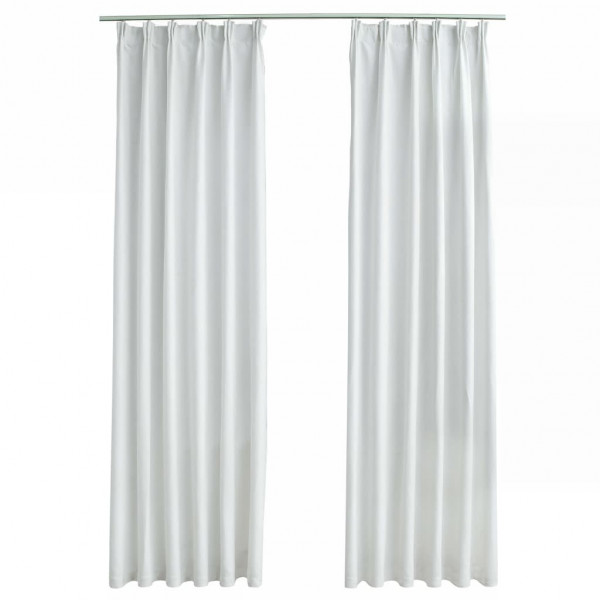 Cortinas opacas con ganchos 2 piezas blanco crudo 140x245 cm M 2