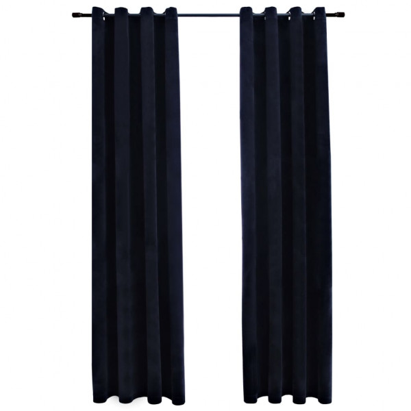 Cortinas blackout com argolas 2 pcs 140x225 cm veludo preto M 2