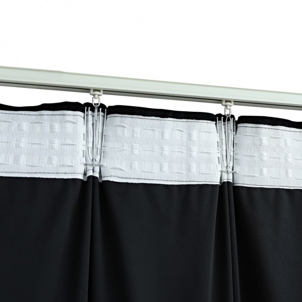 Cortinas opacas con ganchos 2 pzas terciopelo negro 140x175 cm M 3