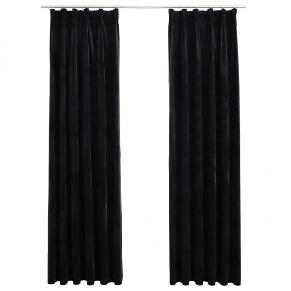 Cortinas opacas con ganchos 2 uds terciopelo negro 140x245 cm M 2