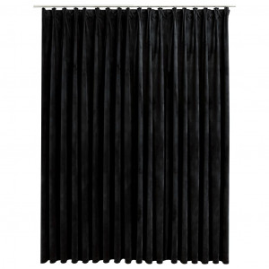Cortina opaca con ganchos terciopelo negro 290x245 cm H