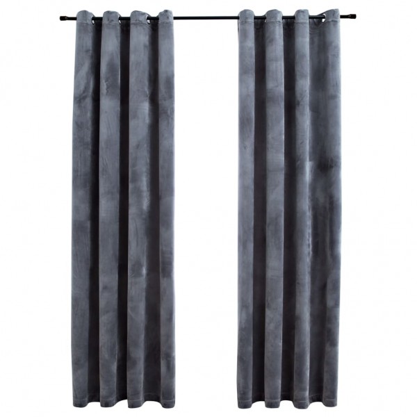 Cortinas blackout com argolas 2 pcs 140x225 cm veludo antracite M 2