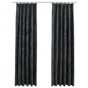 Cortinas blackout com ganchos 2 pcs 140x245 cm veludo antracite H
