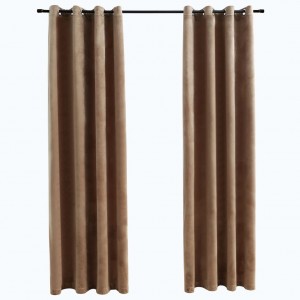 Cortinas opacas con anillas 2 uds terciopelo beige 140x175 cm H