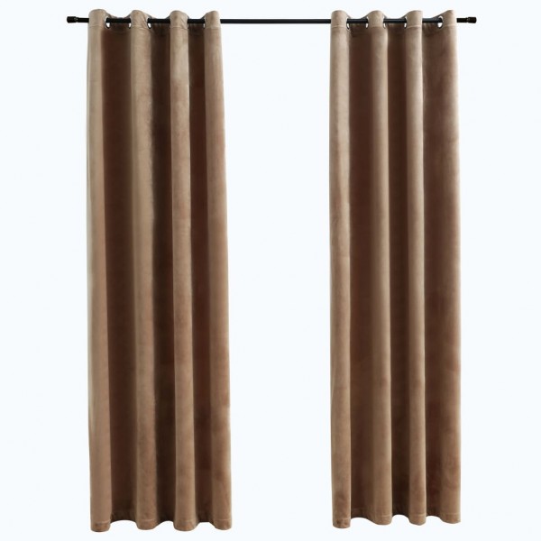Cortinas opacas con anillas 2 uds terciopelo beige 140x175 cm M 2