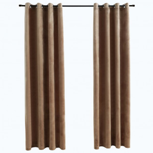 Cortinas blackout com argolas 2 pcs 140x245 cm veludo bege H