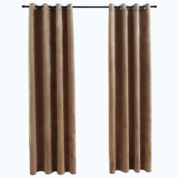 Cortinas blackout com argolas 2 pcs 140x245 cm veludo bege M 2