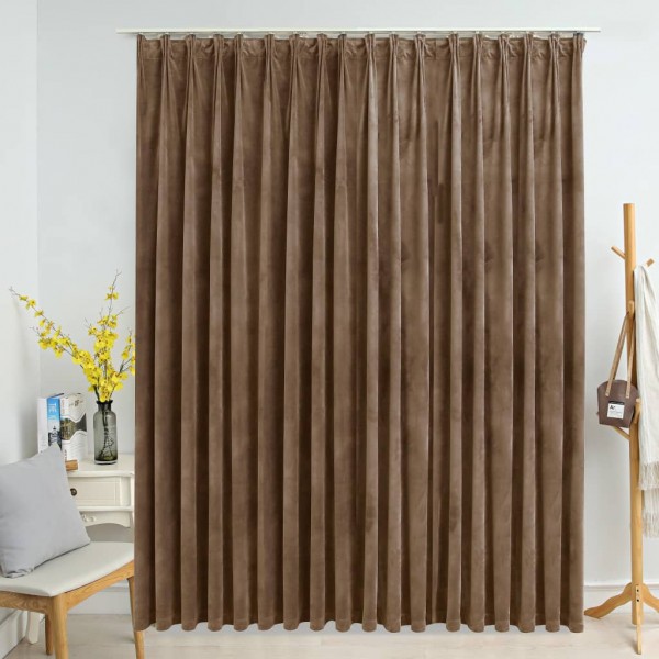 Cortina opaca con ganchos terciopelo beige 290x245 cm D