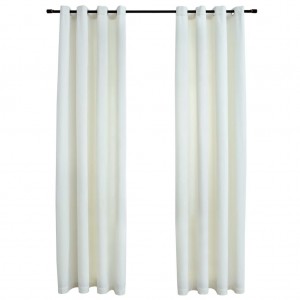 Cortinas opacas con anillas 2 uds terciopelo crema 140x225 cm H