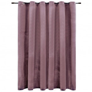 Cortina blackout c/ argolas metal 290x245cm veludo rosa antigo H