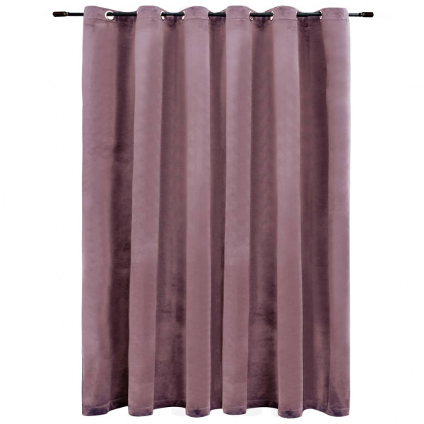Cortina blackout c/ argolas metal 290x245cm veludo rosa antigo M 2