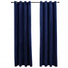 Cortinas blackout c/ argolas 2 pcs 140x175cm veludo azul escuro 2