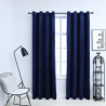 Cortinas blackout c/ argolas 2 pcs 140x225cm veludo azul escuro 1