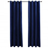 Cortinas opacas anillas 2 pzas terciopelo azul oscuro 140x225cm 2