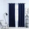 Cortinas blackout c/ argolas 2 pcs 140x245cm veludo azul escuro 1